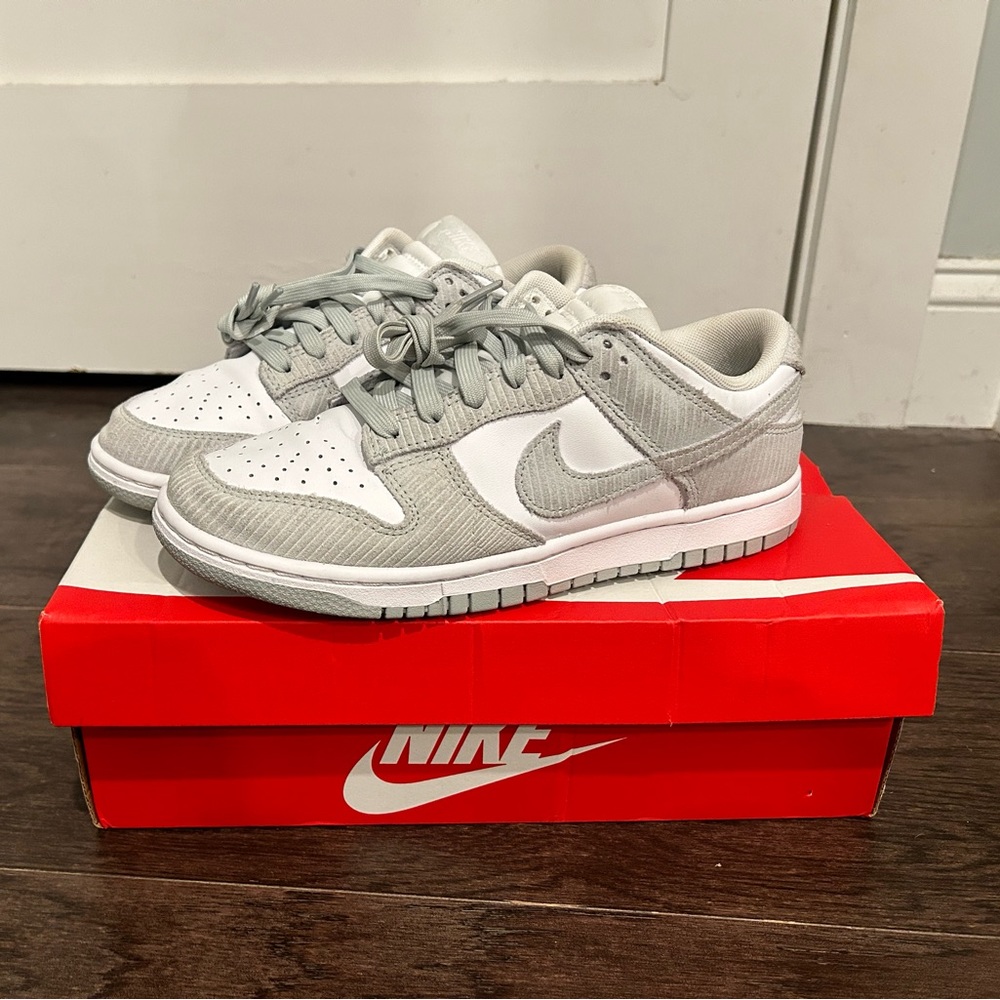 Nike Dunk Low Silver gray Corduroy size 8.5 women’s 7 men’s like new